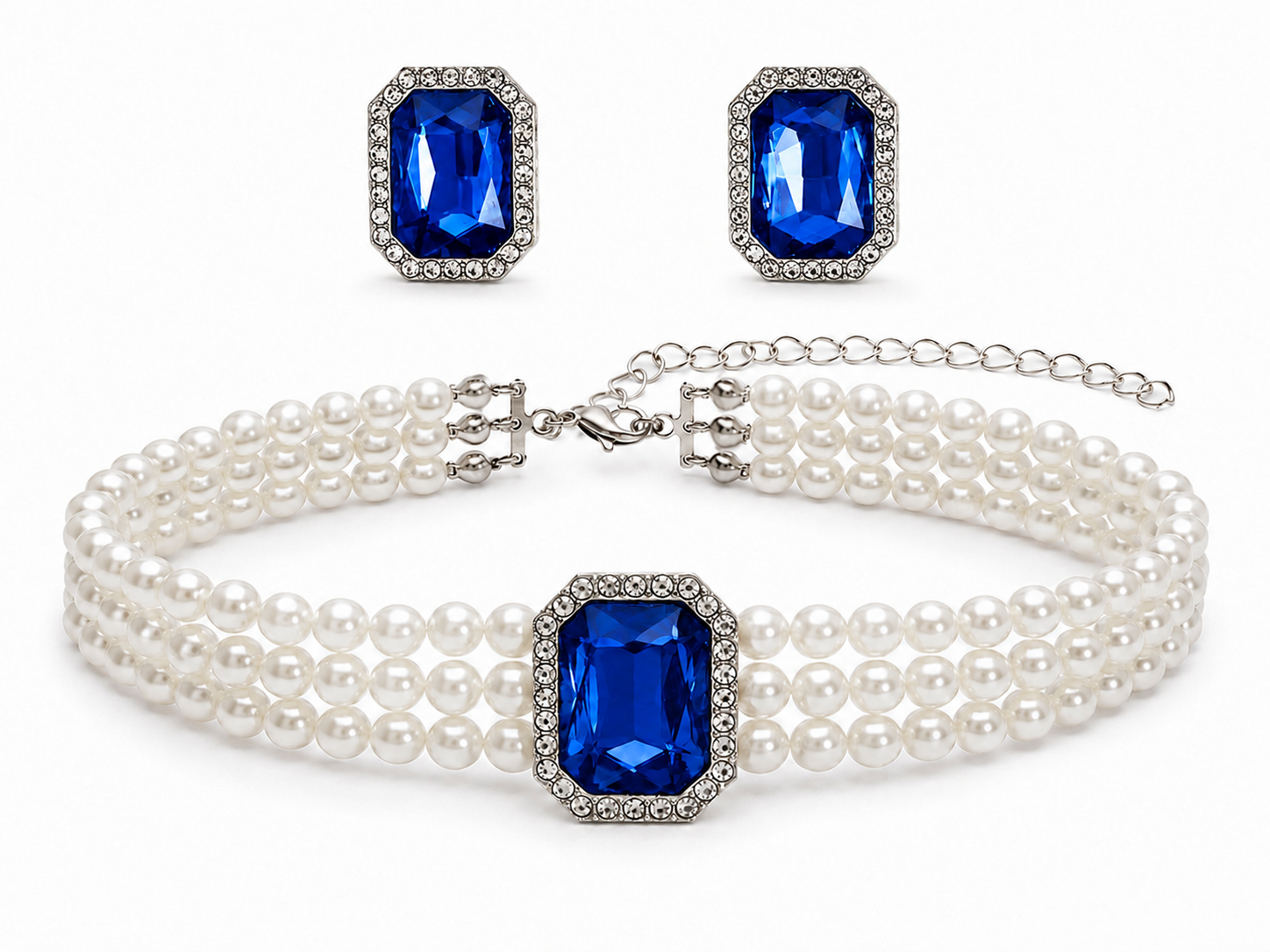 Pearl Choker Necklace in blue