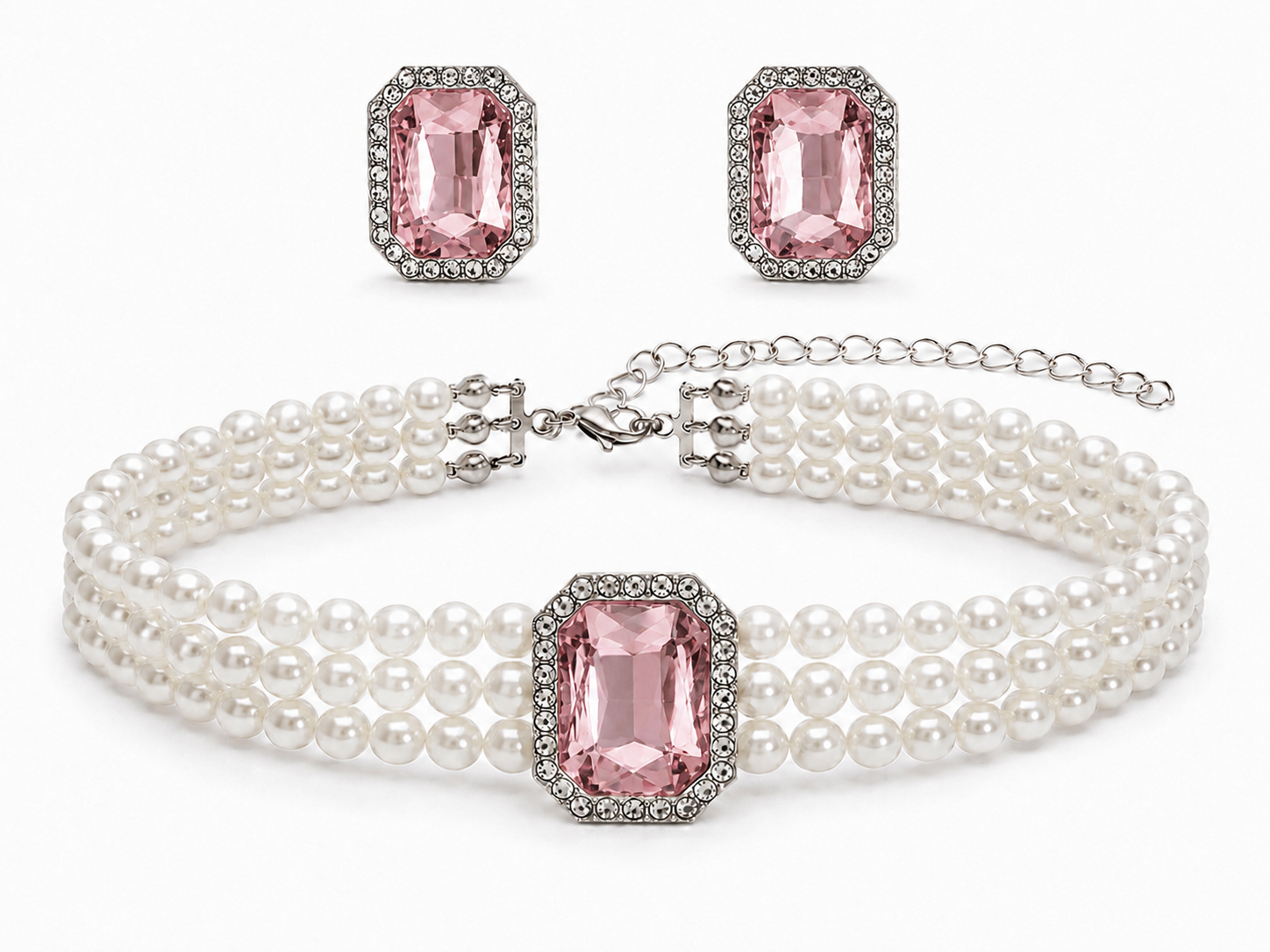 Pearl Choker Necklace Pink